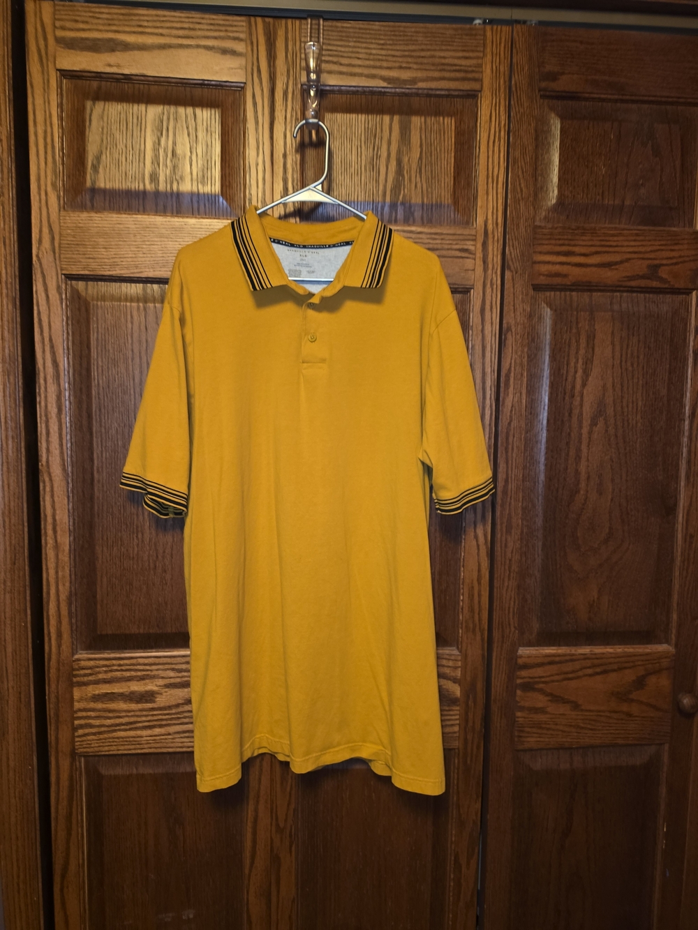 Men's Golden Yellow Polo with Striped Collar